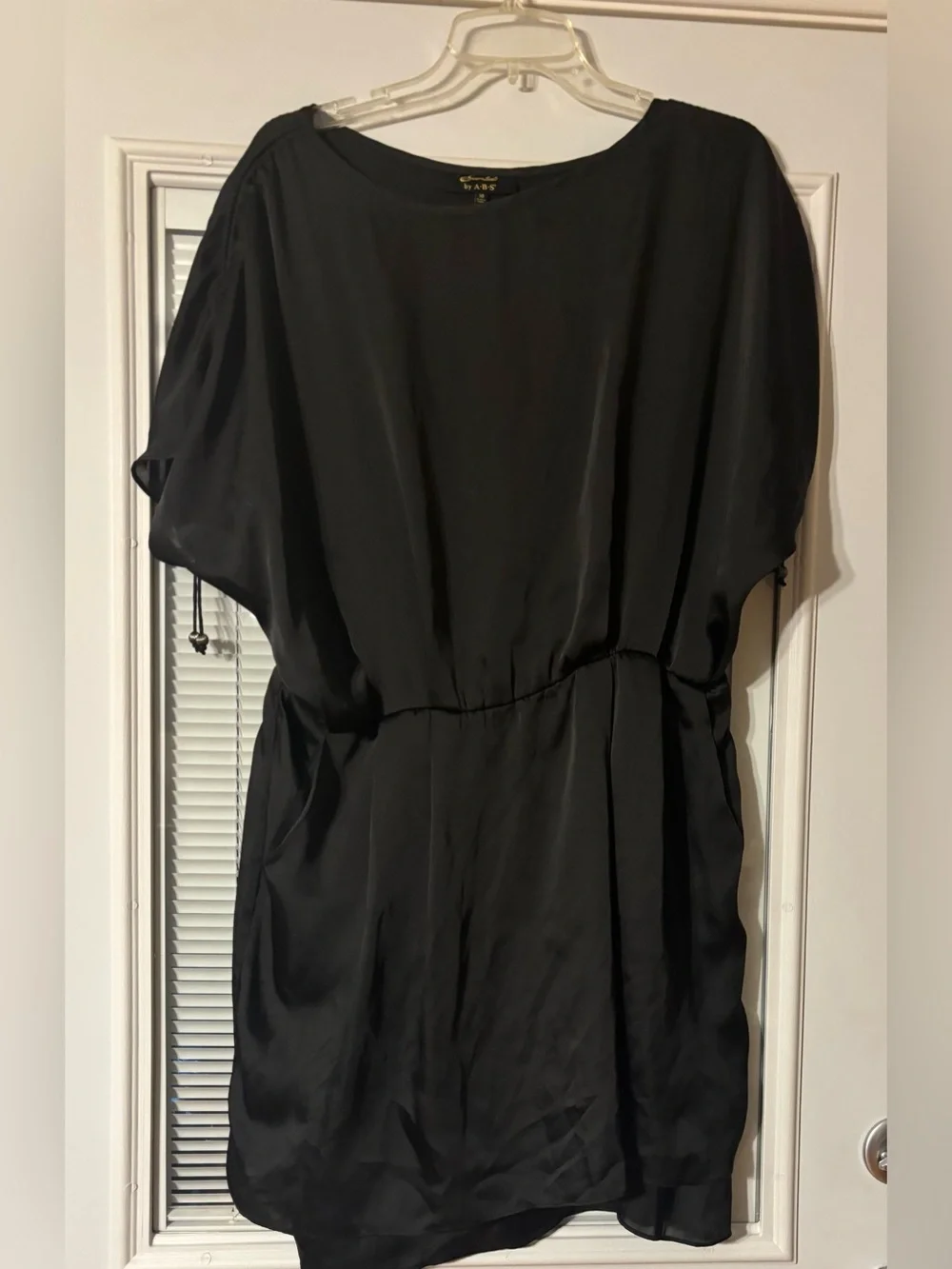 Black Dolman Sleeve Tunic Dress with Elastic Waist - Picture 1 of 5